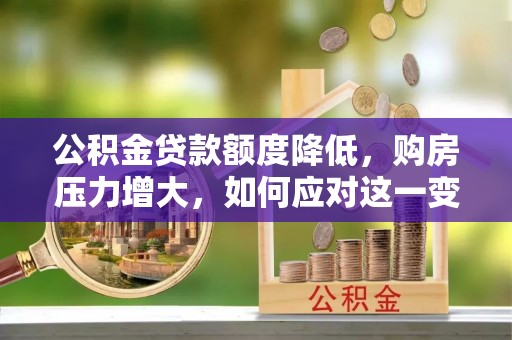 梅列公积金贷款额度降低，购房压力增大，如何应对这一变化？